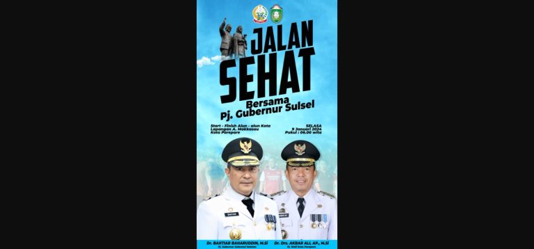 Yuk! Ikut Jalan Sehat Bersama Pj Gubernur Sulsel dan Pj Wali Kota Parepare, Gratis dan Ada Doorprize