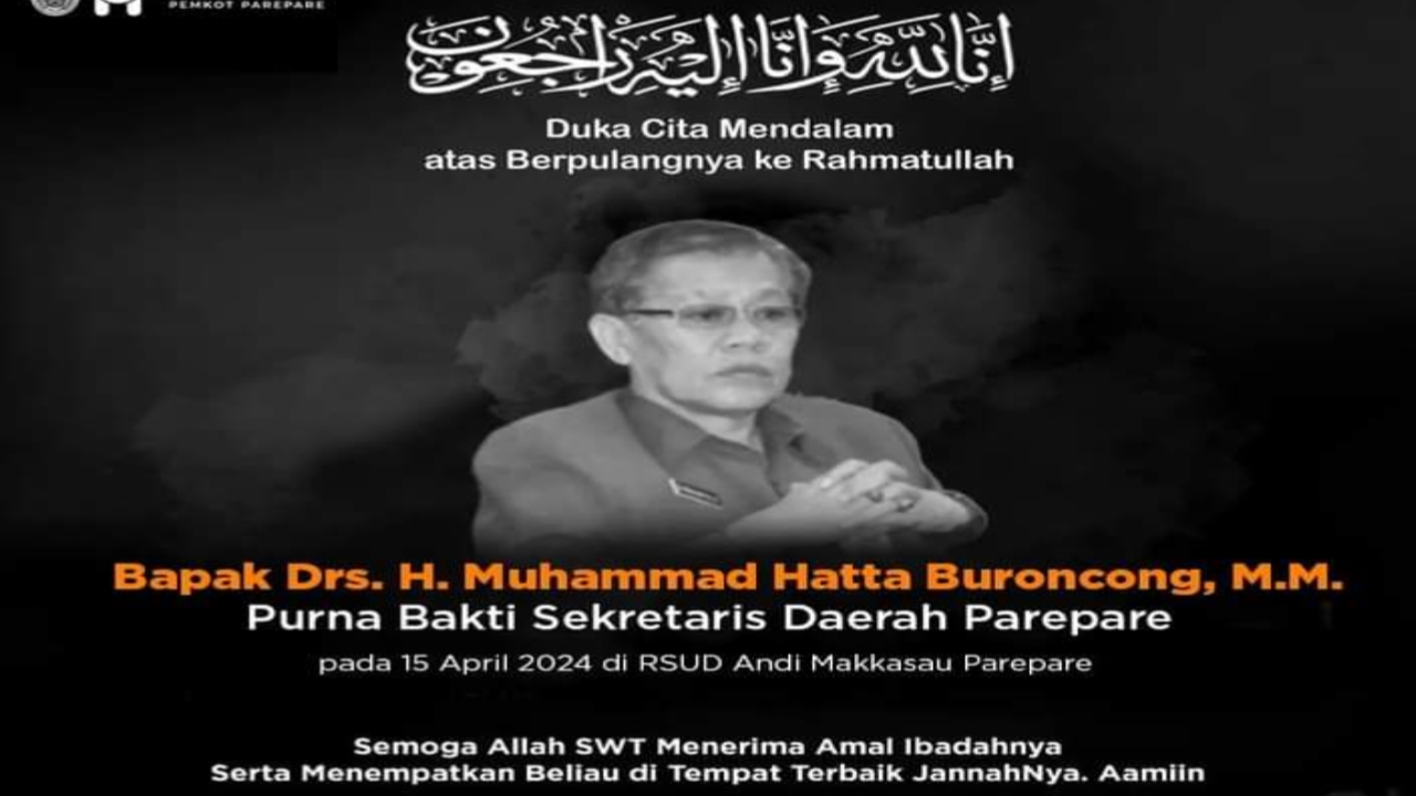 Mantan Sekda Parepare Hatta Buroncong Berpulang, Pemkot dan RS Andi Makkasau Sampaikn Duka Cita