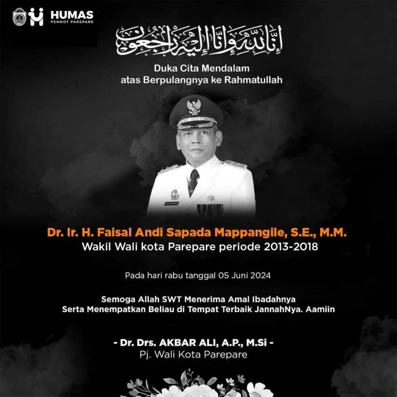 Pemkot Parepare Turut Berduka Cita atas Wafatnya Faisal Andi Sapada